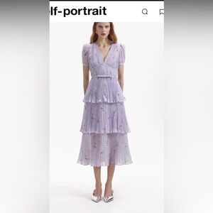 Self-Portrait Lilac Floral Maxi Dress